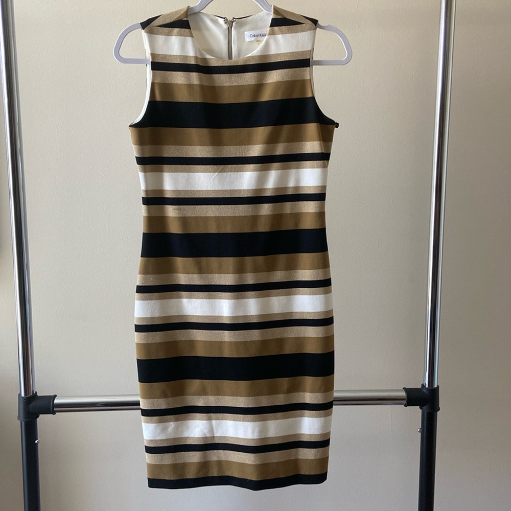 Calvin Klein formal sleeveless black and gold dress